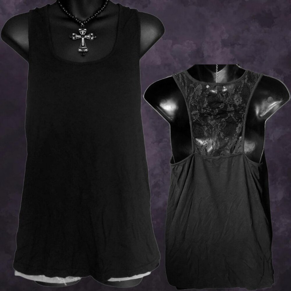 Black Lace Back Tank